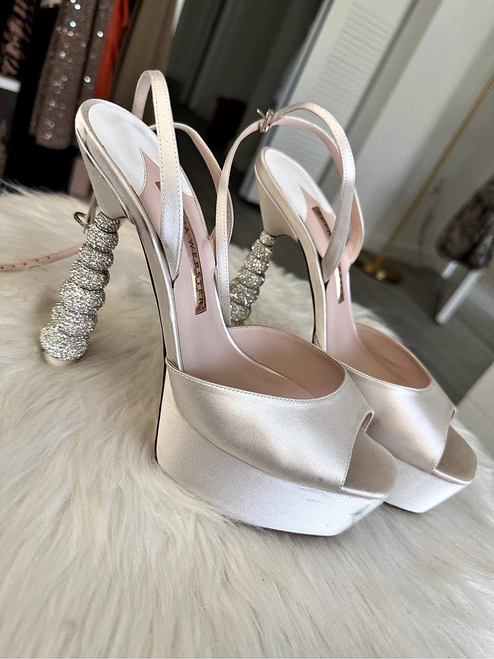 Sophia Webster Jeweled Platform Heels in White - Picture 2 of 8